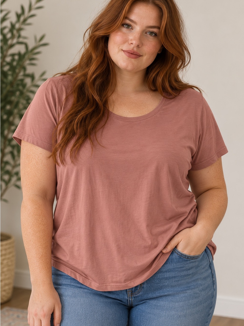 SO Sonoma Women's XL Dusty Rose Pink Scoop Neck Short Sleeve Tee Shirt